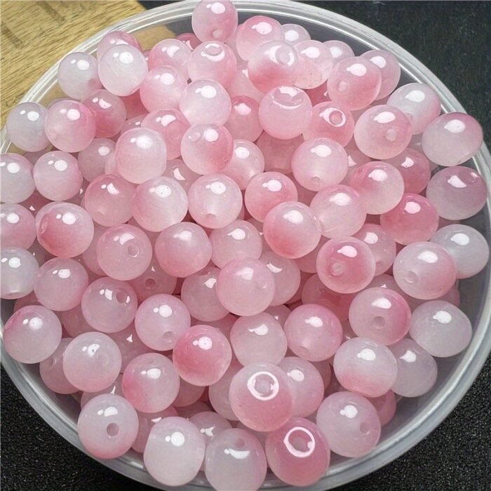 100/200/500Pcs 8Mm Glass Imitation Jade Bead Gradient Double Color Round Bead Handmade Diy Bracelet Necklace Jewelry Making Loose Bead Material - Image 3
