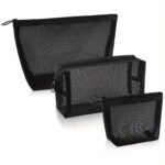 1Pc/3Pcs Mesh Cosmetic Bag, Portable Travel Storage Bag, Casual Zipper Travel Accessories - Image 3