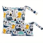 Asenappy 2Pcs Dinosaur Print Washable Diaper Bag Christmas - Image 3