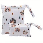 Asenappy 2Pcs Rainbow Print Cloth Wet Bag Christmas - Image 3