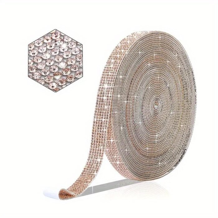 1 Roll Self Adhesive Crystal Rhinestone Strips, Crystal Ribbon Bling Gemstone Sticker With 2Mm Rhinestone Strips For Diy Arts Crafts, Wedding Parties, Car Phone Decoration, Mother'S Day Father'S Day Gift - Image 11
