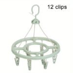 1Pc12 Clip Round Drying Rack Plastic 360 Degree Windproof Hanging Socks Hanger Multifunctional Infant Toddler Clothes Storage Hanger Hook Underwear Rack Kids Clip Drying Rack For Wardrobe Finishing Halloween Christmas Gift - Image 5