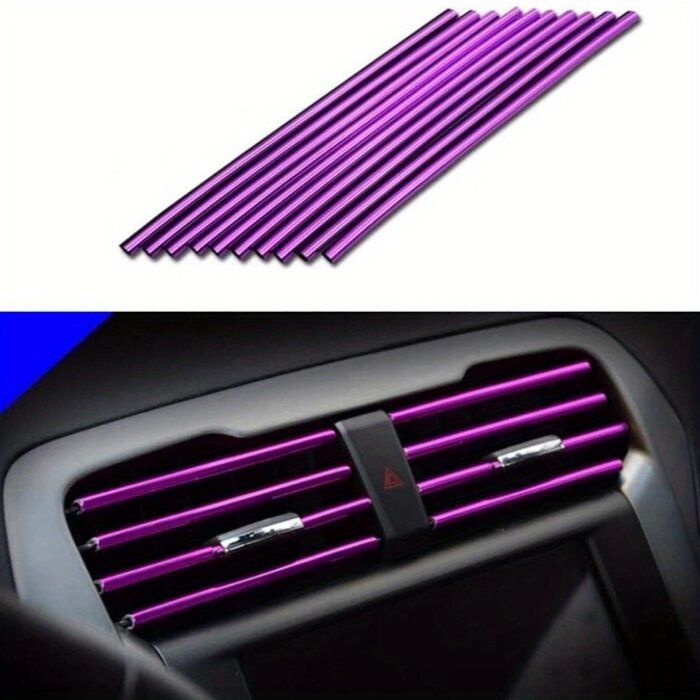 10Pcs 20Cm Car Air Conditioning Outlet Decoration Strip U-Shaped Chrome Pvc Colorful Shiny Car Decoration Strip Car Decoration - Image 9