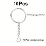 10/20/30/40/60Pcs Split Keyrings With Chains, Silvery Key Chains Rings Parts With Open Jump Ring Bulk 1 Inch/25Mm For Diy Craft Keychains Making Small Business Supplies - Image 3