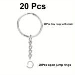 10/20/30/40/60Pcs Split Keyrings With Chains, Silvery Key Chains Rings Parts With Open Jump Ring Bulk 1 Inch/25Mm For Diy Craft Keychains Making Small Business Supplies - Image 5