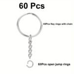 10/20/30/40/60Pcs Split Keyrings With Chains, Silvery Key Chains Rings Parts With Open Jump Ring Bulk 1 Inch/25Mm For Diy Craft Keychains Making Small Business Supplies - Image 11