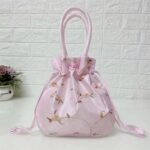 1Pc Elegant Floral Embroidered Clutch For Women - Chic Drawstring Bucket Bag With Polyester Lining, Perfect For Coins & Phone, Available In White & Pink, Cute Purse - Image 13