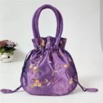 1Pc Elegant Floral Embroidered Clutch For Women - Chic Drawstring Bucket Bag With Polyester Lining, Perfect For Coins & Phone, Available In White & Pink, Cute Purse - Image 14
