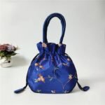 1Pc Elegant Floral Embroidered Clutch For Women - Chic Drawstring Bucket Bag With Polyester Lining, Perfect For Coins & Phone, Available In White & Pink, Cute Purse - Image 15