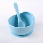 1 Set Of 2Pcs Silicone Bowl Spoon Children'S Bowl, Silicone Suction Cup, Bowl Spoon Set, Tableware, Anti Fall Complementary Food Training Bowl, Children'S Bowl, Silicone Straw, Bowl Spoon Set, Tableware, Integrated Portable Anti Slip - Image 7