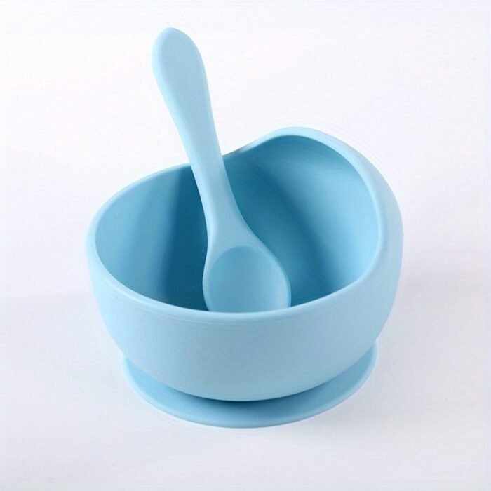 1 Set Of 2Pcs Silicone Bowl Spoon Children'S Bowl, Silicone Suction Cup, Bowl Spoon Set, Tableware, Anti Fall Complementary Food Training Bowl, Children'S Bowl, Silicone Straw, Bowl Spoon Set, Tableware, Integrated Portable Anti Slip - Image 7