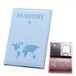 1Pc Pu Leather Passport Bag Protective Cover Travel Document Bag, Simple Couple Case, Glossy Leather Passport Case - Image 7