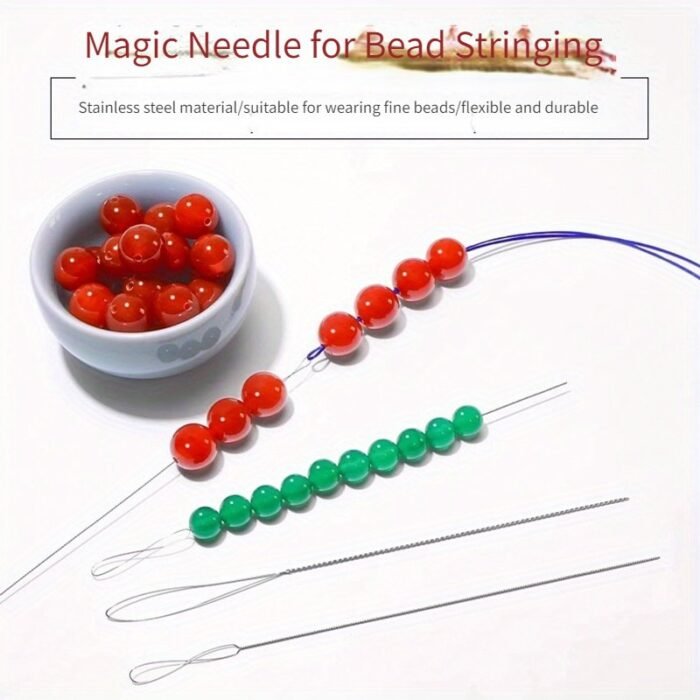7-Piece Stainless Steel Beading Needle Set, Magic Needle For Fine Beads, Diy Jewelry Making Tools, Crafts & Beadwork Supplies, Durable And Flexible - Image 2