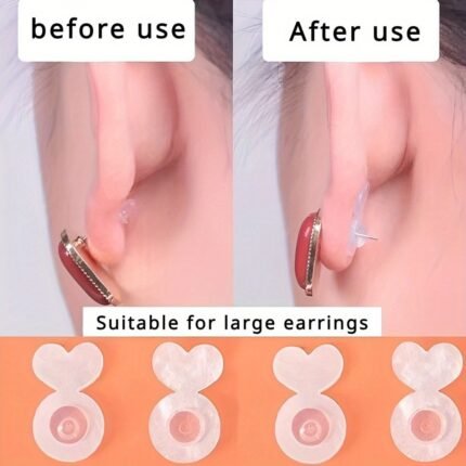 Silicone Ear Post Backs For Heavy Earrings: Invisible Support Pads For Non-Dropping Earlobes - Safe Ear Jewelry Lifters For Studs And Pendants