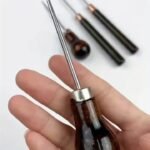 1Pc Wooden Handle Metal Gourd Awl - Professional Leathercraft Stitching Punch Tool - Craft Diy Leatherworking Accessory - Image 6