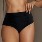 1Pc Women'S High-Waisted Sexy Bikini Bottoms, Solid Color Polyamide Knit Fabric With Side Frill Detail, High Stretch Swimwear - Image 6