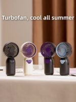 1Pc Portable Mini Fan With 500Mah Rechargeable Lithium Battery, 3-Speed Usb Charging, And Hanging Lanyard - Compact Handheld Design For On-The-Go Cooling - Black & White Options, Summer Essential | Sleek Handheld Fan | Lightweight Fan - Image 9