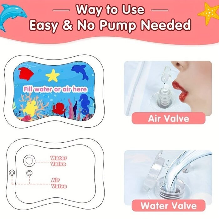Infinno Inflatable Tummy Time Mat - Premium Water Play Mat For Youngsters & Toddlers, Pink, 3-24 Months, Strengthen Muscles, Portable With Durable Pe Material, Perfect For Sensory Development & Playtime, Sensory Play Mat|Playful Design|Pe Material Mat - Image 7