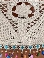 1Pc Boho Chic Hollow-Out Crochet Halter Neck Tankini Top For Women, Knitted Rayon/Viscose Fabric, Adult Beachwear With Built-In Padding, Solid Color Design, Stretchable, 130G/M? Lightweight - Image 9