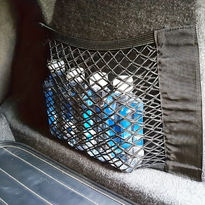 A Universal Storage Bag With Elastic Rope Net For The Back Of Car Seats, Designed To Organize Belongings. - Image 7