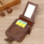1Pc Men'S Pu Button Decor Zipper Bag, Small Credit Card Holder, Bifold Wallet, Simple Portable Wallet - Image 5