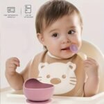1Set Baby Feeding Bowl And Spoon Set, Silicone Baby Bowl Suction Cup With Wooden Spoon Silicone Suction Base Non Slip Baby First Feeding Kit Gift For Toddler Children Girls Boys, Halloween, Thanksgiving, Christmas Gift - Image 6