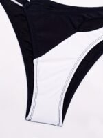 Asymmetric Twist Hollow Out Swim Briefs, Black & White Color Block High Strech Sexy Bikini Bottoms, Women'S Swimwear & Clothing - Image 6
