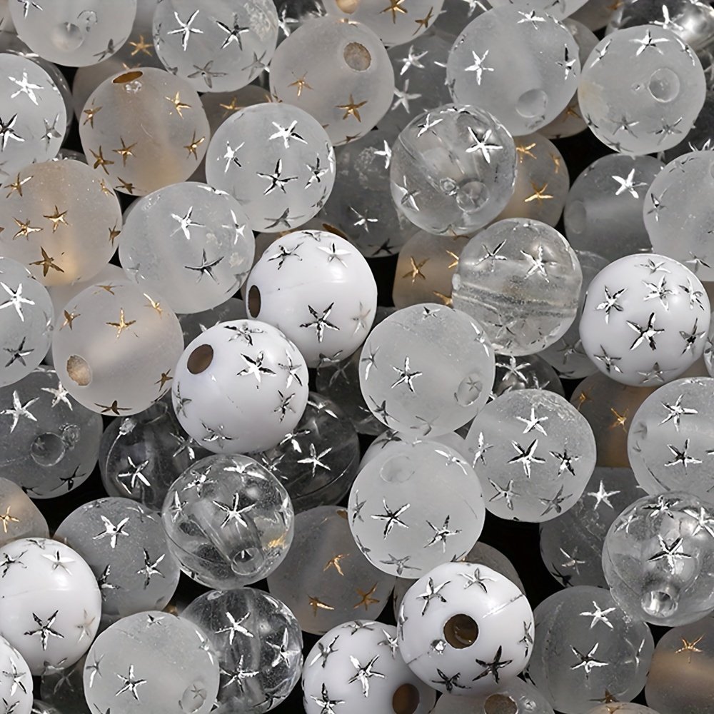 product-Fancyalgo-VirtualModelMatting-22b0ccd65647d1be69b42b2cf64f8c91.jpg 100Pcs 8Mm Frosted Acrylic Beads In Golden & Silvery - Transparent Round Loose Beads For Diy Bracelets, Phone Charms & Keychain Crafting Accessories, Beads For Bracelets, Golden & Silvery - Image 1
