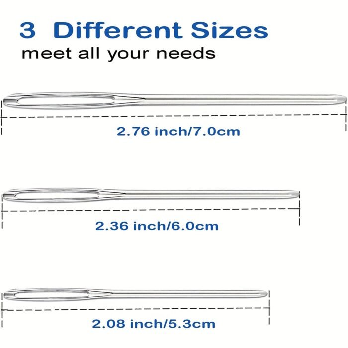 12Pcs Large-Eye Blunt Needle, Plastic Bent Tapestry Needle, Stainless Steel Yarn Knitting Needles Sewing Needles Wool Needle Hand Knitting Needle Sewing Knitting Needle For Crochet Projects - Image 4