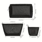 1Pc/3Pcs Mesh Cosmetic Bag, Portable Travel Storage Bag, Casual Zipper Travel Accessories - Image 6