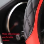 1Pc Wear-Resistant Comfortable Pu Leather Three-Dimensional Embroidery No Inner Ring Steering Wheel Cover For 36.83-38.1Cm Steering Wheel For Women - Image 4