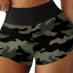 Camo High-Stretch Boxer Short Pants, Personality Design Slim Fit High Waist Beachwear Short, Women'S Swimwear & Clothing