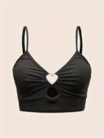 Fashionable Women'S Tankini Top With Heart Pattern And Ribbed Fabric - Image 4