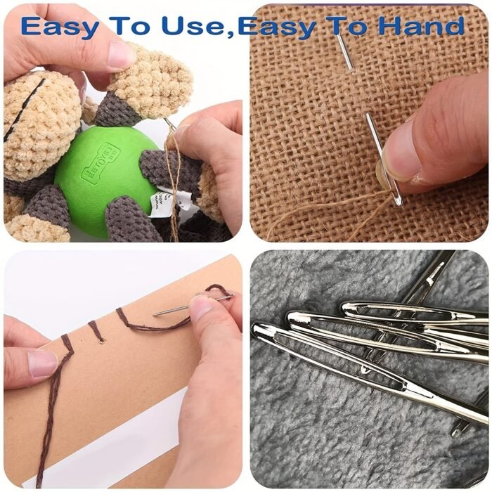 12Pcs Large-Eye Blunt Needle, Plastic Bent Tapestry Needle, Stainless Steel Yarn Knitting Needles Sewing Needles Wool Needle Hand Knitting Needle Sewing Knitting Needle For Crochet Projects - Image 9