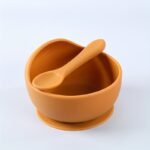 1 Set Of 2Pcs Silicone Bowl Spoon Children'S Bowl, Silicone Suction Cup, Bowl Spoon Set, Tableware, Anti Fall Complementary Food Training Bowl, Children'S Bowl, Silicone Straw, Bowl Spoon Set, Tableware, Integrated Portable Anti Slip - Image 4
