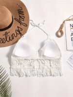 Bohemian Ethno-Style Embroidered Chest Cup Embroidery, Halterneck Small Vest, Suspender Short Backless Openwork Swimsuit Top, Bikini Women'S Swimsuit - Image 4