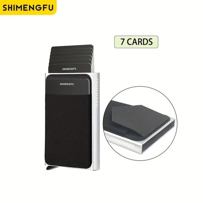 1Pc Men'S Anti-Theft Slim Aluminum Wallet, With Elasticity Back, Pouch Id Credit Card Holder, Mini Rfid Wallet, Automatic Pop Up Card Holder - Image 7