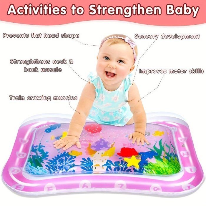Infinno Inflatable Tummy Time Mat - Premium Water Play Mat For Youngsters & Toddlers, Pink, 3-24 Months, Strengthen Muscles, Portable With Durable Pe Material, Perfect For Sensory Development & Playtime, Sensory Play Mat|Playful Design|Pe Material Mat - Image 5
