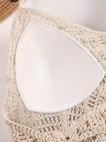 Bohemian Hollow Out Crochet Tassel Pom Pom Top, Halter Tie Neck Backless Padded Top, Women'S Swimwear & Clothing For Carnival & Music Festival - Image 5