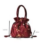 1Pc Elegant Floral Embroidered Clutch For Women - Chic Drawstring Bucket Bag With Polyester Lining, Perfect For Coins & Phone, Available In White & Pink, Cute Purse - Image 4