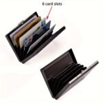 Rryjh Slim Rfid Blocking Stainless Steel Credit Card Holder - Professional Black, 6-Slot Metal Wallet For Men & Women, Durable & Compact With Easy Carry Design For Business Cards, Atm, And Cash, Card Holder Wallet - Image 3