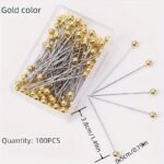 100Pcs Metal Four-Color Positioning Needles, Colorful Plastic Boxed Bead Needles, Flower Packaging Material Large Head Needles, Fixed Sewing Pins For Tailors, Jewelry Diy - Image 3
