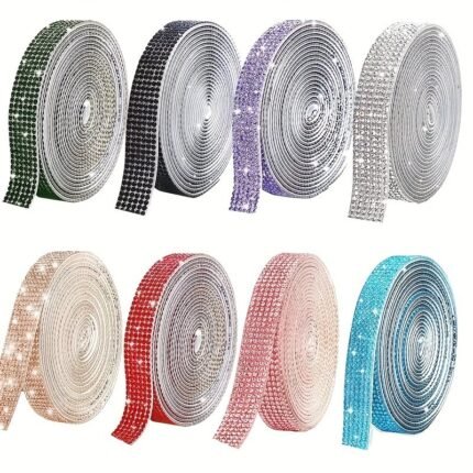 1 Roll Self Adhesive Crystal Rhinestone Strips, Crystal Ribbon Bling Gemstone Sticker With 2Mm Rhinestone Strips For Diy Arts Crafts, Wedding Parties, Car Phone Decoration, Mother'S Day Father'S Day Gift
