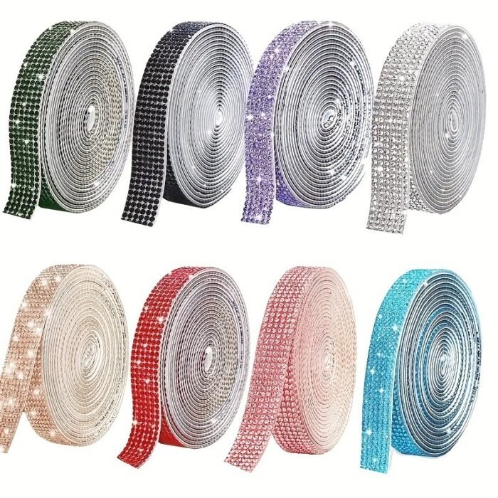 1 Roll Self Adhesive Crystal Rhinestone Strips, Crystal Ribbon Bling Gemstone Sticker With 2Mm Rhinestone Strips For Diy Arts Crafts, Wedding Parties, Car Phone Decoration, Mother'S Day Father'S Day Gift - Image 1
