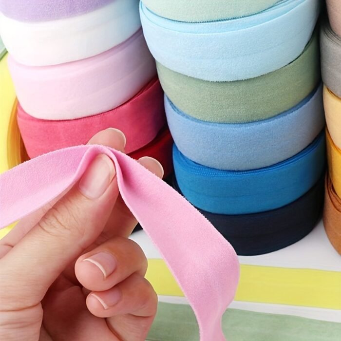 1 Roll, 1.8Meter/Length 1" (25Mm) Elastic Band Multicolor Fold Over Spandex Elastic Ribbon For Sewing Lace Trim Waist Band Garment Accessory - Image 2