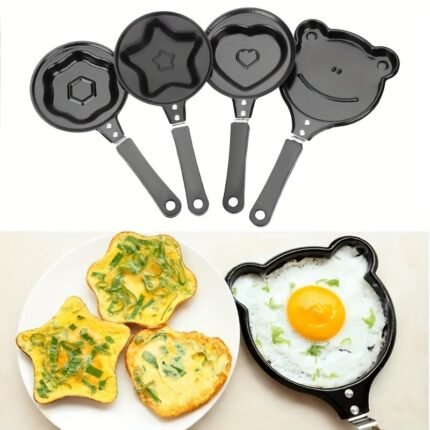 1Pc Egg Frying Pot, Mini Breakfast Egg Frying Pot, Assorted Varieties Cartoon Frying Pot, Heart-Shaped Non-Stick Egg Pot, Omelette Pans Of Various Shapes, Kitchenware, Kitchen Tools