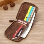 1Pc Men'S Pu Button Decor Zipper Bag, Small Credit Card Holder, Bifold Wallet, Simple Portable Wallet - Image 7