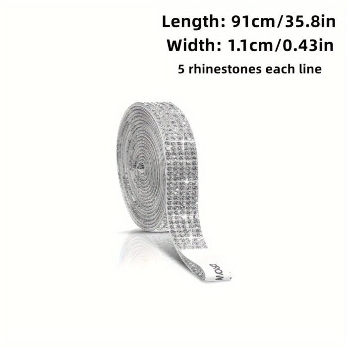 1 Roll Self-Adhesive Rhinestone Striped Sparkling Ribbon Sticker, Craft Jewelry Tape Roll, Used For Diy Arts And Crafts, Wedding Parties, Car Phone Glass Decoration - Image 9