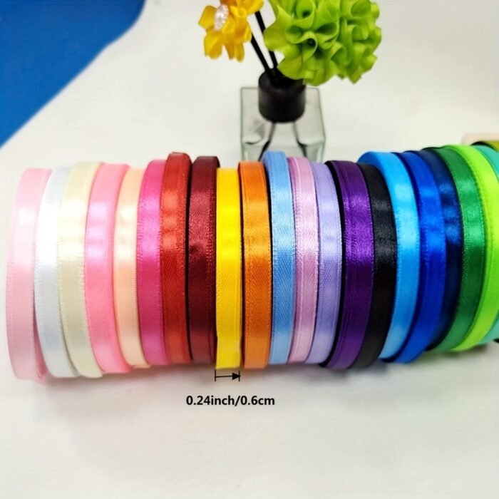 1 Roll 25 Yards 6Mm Wide Satin Ribbon Ribbon Wedding Festival Decoration With Flowers Gift Wrapping With Bow Diy Making - Image 4