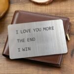 Valentine'S Day Gift 1Pc Anniversary Wallet Insert For Men, Novelty Wallet Card Gift, I Love You More, Engraved Keepsake For Him